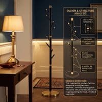 Modern Black & Gold Stainless Steel Freestanding Coat Rack | 177cm