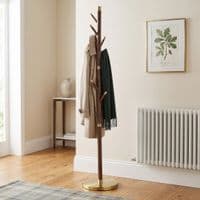 Modern Brown & Gold Stainless Steel Freestanding Coat Rack | 177cm