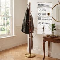 Modern Brown & Gold Stainless Steel Freestanding Coat Rack | 177cm
