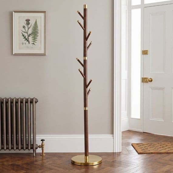 Modern Brown & Gold Stainless Steel Freestanding Coat Rack | 177cm