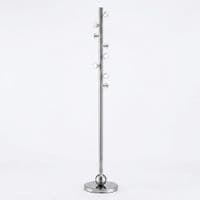 Modern Silver Stainless Steel Freestanding Coat Rack Stand | 182cm