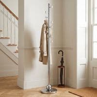 Modern Silver Stainless Steel Freestanding Coat Rack Stand | 182cm