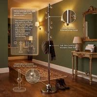 Modern Silver Stainless Steel Freestanding Coat Rack Stand | 182cm