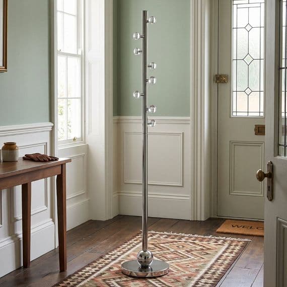 Modern Silver Stainless Steel Freestanding Coat Rack Stand | 182cm