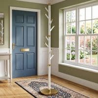 Modern White & Gold Stainless Steel Freestanding Coat Rack | 177cm