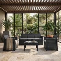 Monaco Black Rattan Effect Garden Sofa Lounge Furniture Set