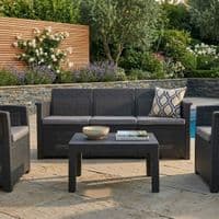 Monaco Black Rattan Effect Garden Sofa Lounge Furniture Set