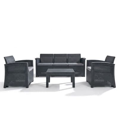 Monaco Black Rattan Effect Garden Sofa Lounge Furniture Set