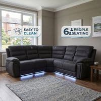 Montana Black Fabric Electric Recliner Corner Sofa with LED & USB