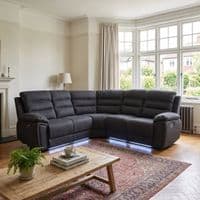 Montana Black Fabric Electric Recliner Corner Sofa with LED & USB