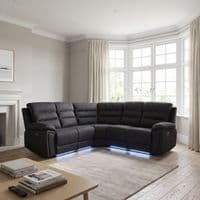 Montana Black Fabric Electric Recliner Corner Sofa with LED & USB
