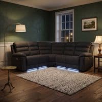 Montana Black Fabric Electric Recliner Corner Sofa with LED & USB