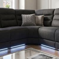 Montana Black Fabric Electric Recliner Corner Sofa with LED & USB