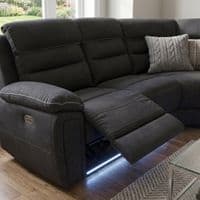 Montana Black Fabric Electric Recliner Corner Sofa with LED & USB