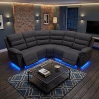 Montana Dark Grey Fabric Electric Recliner Corner Sofa with Bluetooth