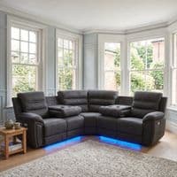 Montana Dark Grey Fabric Electric Recliner Corner Sofa with Bluetooth