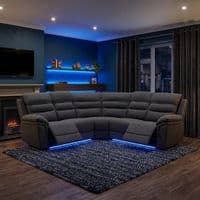 Montana Dark Grey Fabric Electric Recliner Corner Sofa with Bluetooth