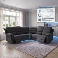 Montana Dark Grey Fabric Electric Recliner Corner Sofa with Bluetooth
