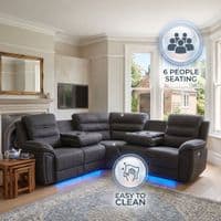 Montana Dark Grey Fabric Electric Recliner Corner Sofa with Bluetooth