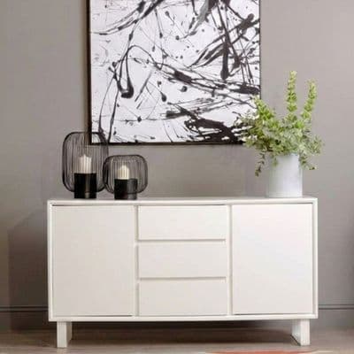 Moritz White High Gloss Sideboard 2 Door 3 Drawer Modern 145cm