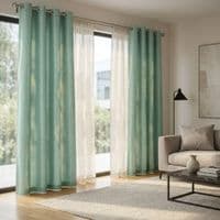 Moss Green Faux Silk Fully Lined Eyelet Curtains - 1 Pair,