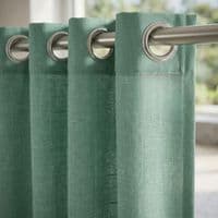 Moss Green Faux Silk Fully Lined Eyelet Curtains - 1 Pair,
