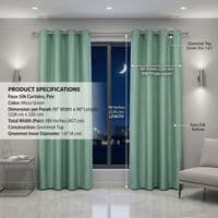 Moss Green Faux Silk Fully Lined Eyelet Curtains - 1 Pair,