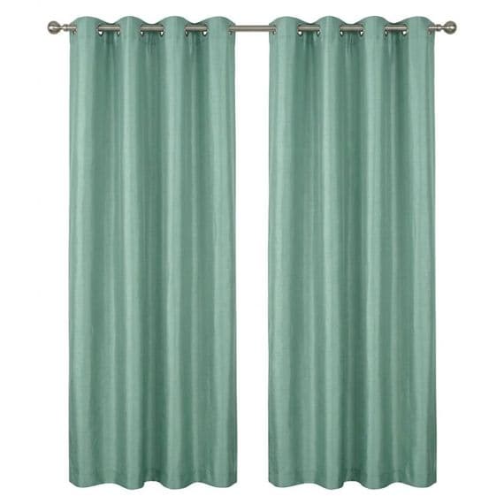 Moss Green Faux Silk Fully Lined Eyelet Curtains - 1 Pair,