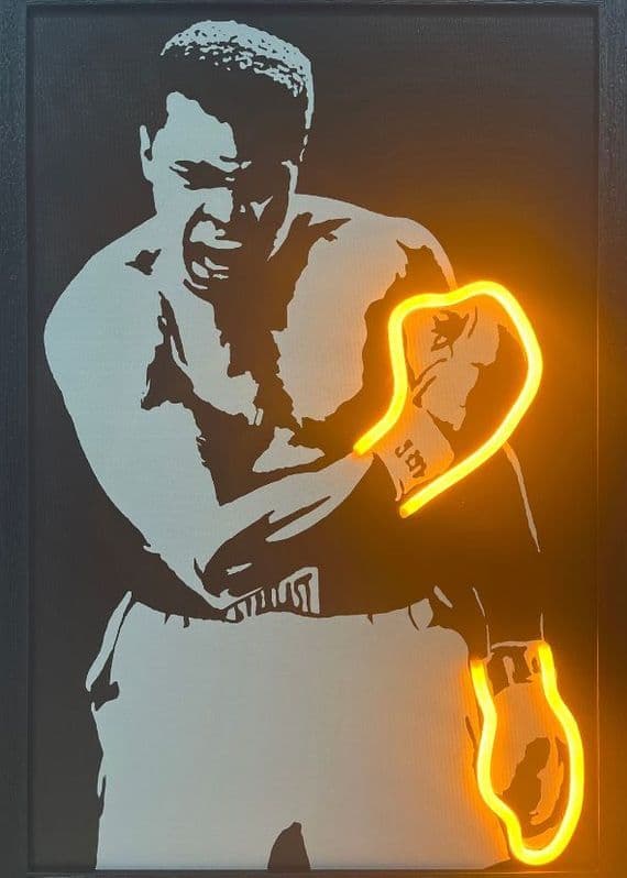 Muhammad Ali Neon LED Wall Art - 40x60cm Boxing Legend Canvas USB