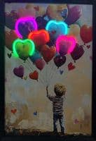 Multicolour Heart Balloons Neon LED Wall Art - Kids Room Decor 40x60cm USB - Home Luxe Interior