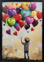 Multicolour Heart Balloons Neon LED Wall Art - Kids Room Decor 40x60cm USB - Home Luxe Interior