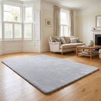 Natural Burton Rabbit Fur Soft Touch Rug Anti Slip Washable UK