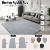 Natural Burton Rabbit Fur Soft Touch Rug Anti Slip Washable UK