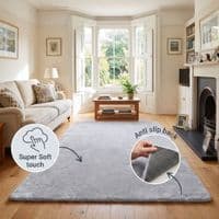 Natural Burton Rabbit Fur Soft Touch Rug Anti Slip Washable UK