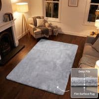 Natural Burton Rabbit Fur Soft Touch Rug Anti Slip Washable UK