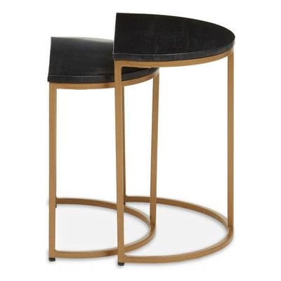 Nest of Two Varana Black Marble Top Tables - Home Luxe Interior