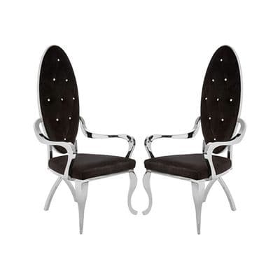 Novara Black Velvet Upholstered Dining Chair With Silver Frame In Pair | Home Luxe Interior