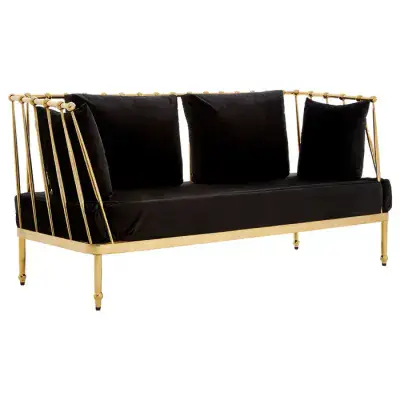 Novo 2 Seater Gold Finish Tapered Arms Sofa