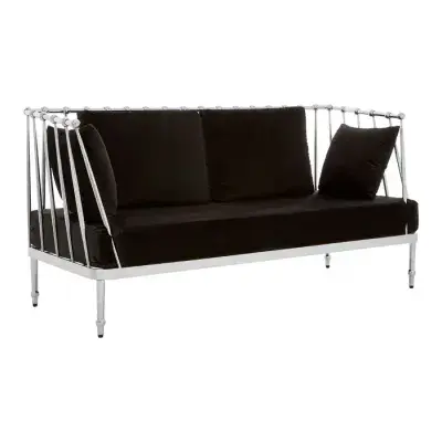 Novo 2 Seater Silver Finish Tapered Arms Sofa
