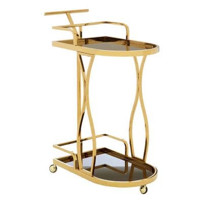 Novo 2 Tier Gold and Wavy Design Trolley – Home Luxe Interior