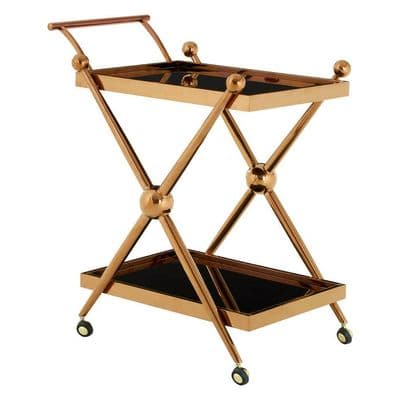 Novo 2 Tier Rose Gold and Cross Design Trolley – Home Luxe Interior