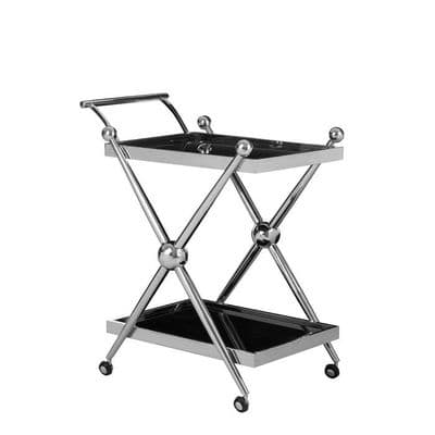Novo 2 Tier Silver and Cross Design Trolley – Home Luxe Interior