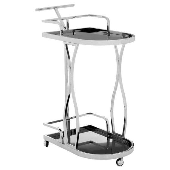 Novo 2 Tier Silver Wavy Design Trolley – Home Luxe Interior