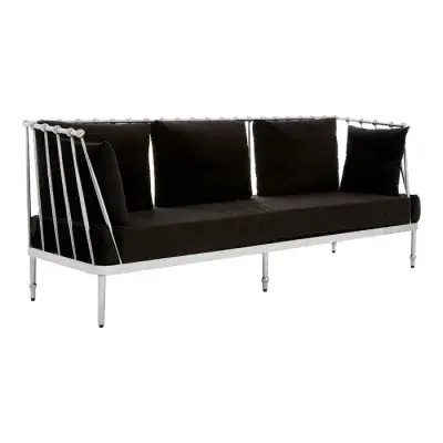 Novo 3 Seater Silver Finish Tapered Arms Sofa