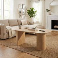 Olympia Beige Ceramic Coffee Table Fluted Base Oval 130cm