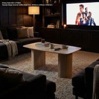 Olympia Beige Ceramic Coffee Table Fluted Base Oval 130cm