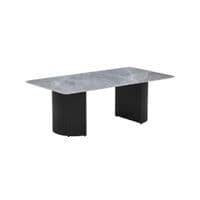 Olympia Grey Ceramic Coffee Table Black Fluted Base 130cm