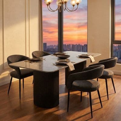 Olympia Grey Ceramic Dining Table & 4 Chairs Set 160cm
