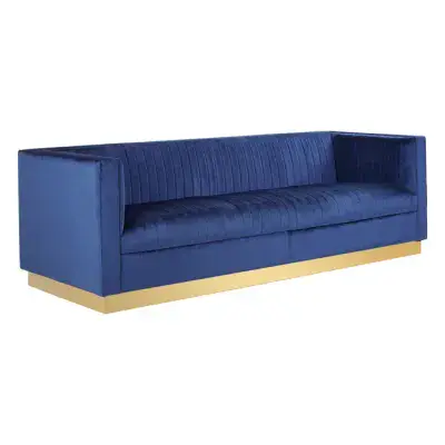 Opal 3 Seater Deep Blue Velvet Sofa