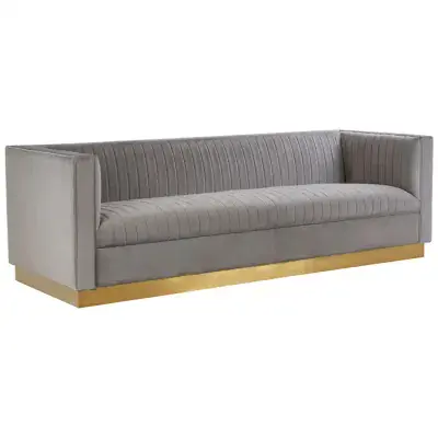 Opal 3 Seater Grey Velvet Sofa
